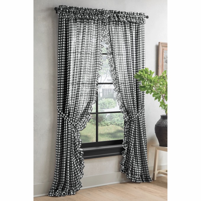 Semi-Sheer Gingham Panel Pair, , large