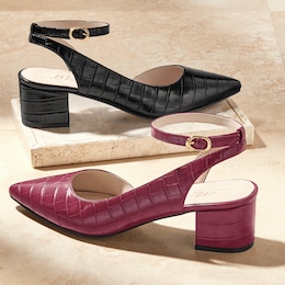 Midnight Velvet Ankle-Strap Croco Pump, , large