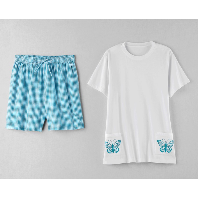 2-Piece Short Set, Turquoise White, large