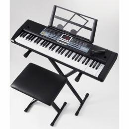 61-Key Electronic Keyboard with Seat &amp; Stand, , large