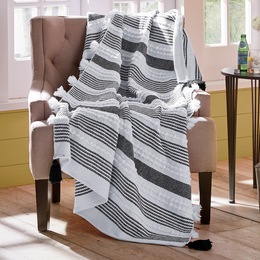 Textured Tassel Throw, , large