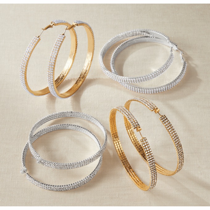Large Stone Hoops, , large