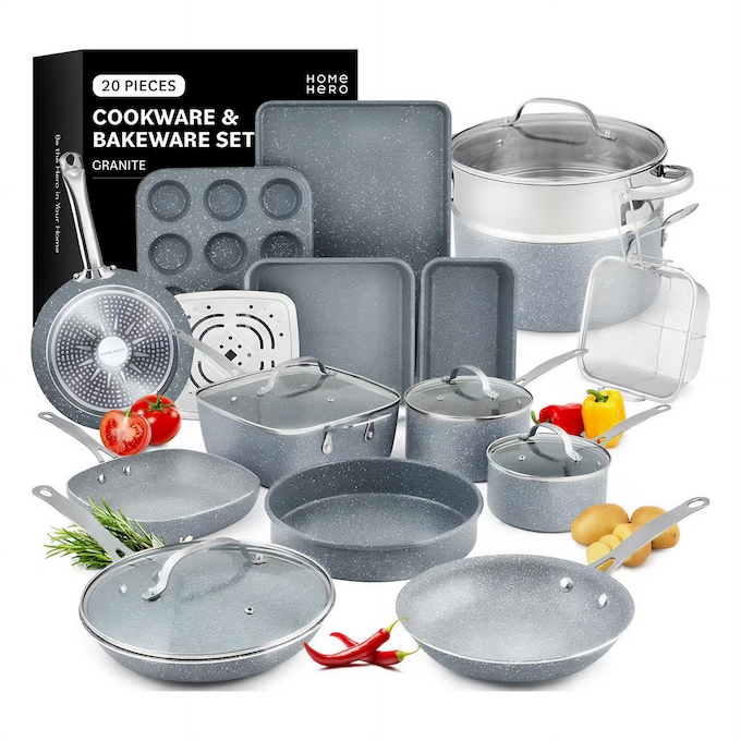 Home Hero 20-Piece Granite Cookware & Bakeware Set, , large