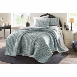 Block Print Floral Vine 3-Piece Quilt Set, , large