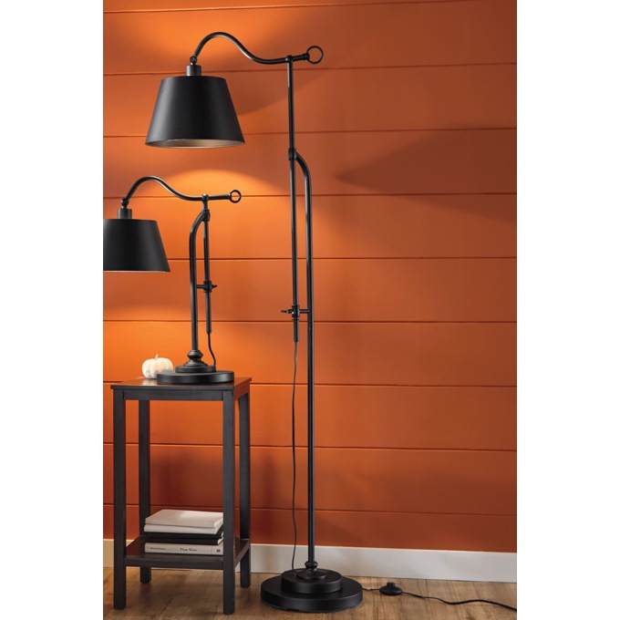 Industrial Adjustable Floor Lamp, Black, large