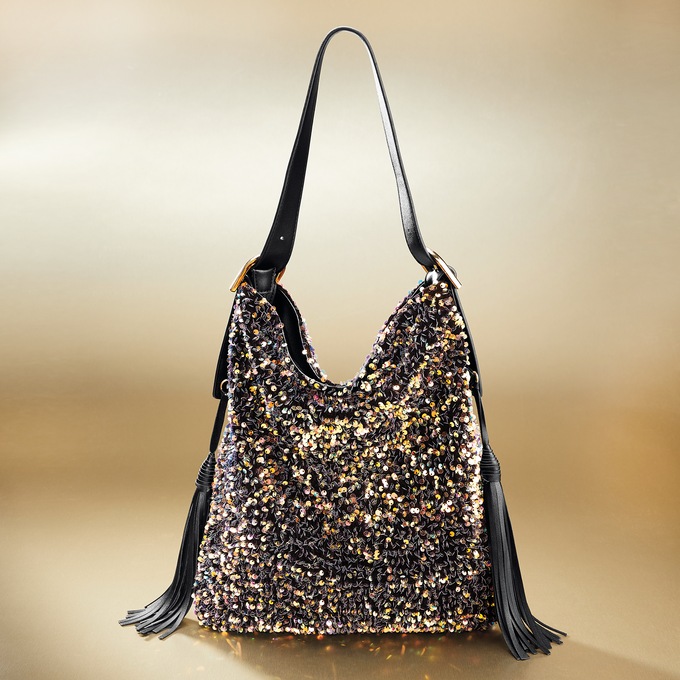 Sequin Tassel Hobo, , large