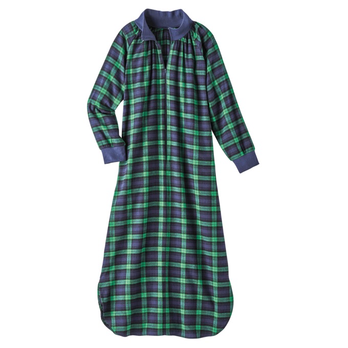 Flannel Zip-Front Lounger, , large
