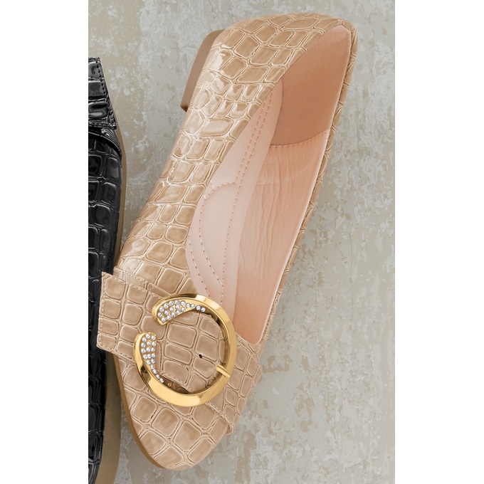 Classique Croco Buckle Flat, , large