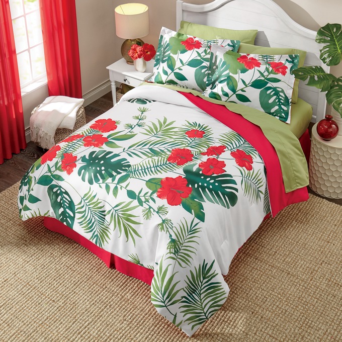Hibiscus Comforter Set And Window Treatments Montgomery Ward