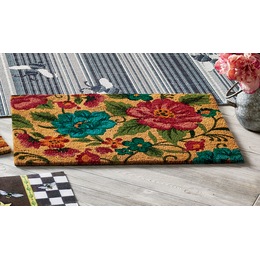 Floral Indoor/Outdoor Coir Mat - 20&quot; X 30&quot;, , large