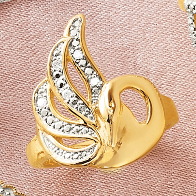 Diamond Swan Ring, , large
