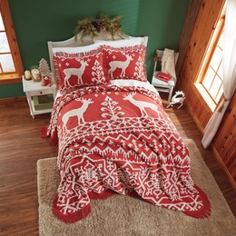 Fair Isle Chenille Bedspread and Sham, , large
