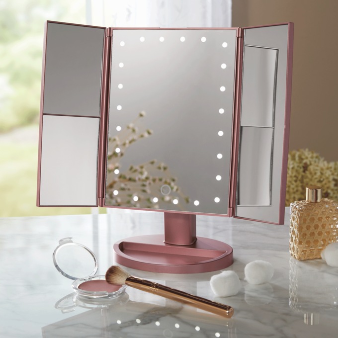 Tri fold vanity mirror with lights sales