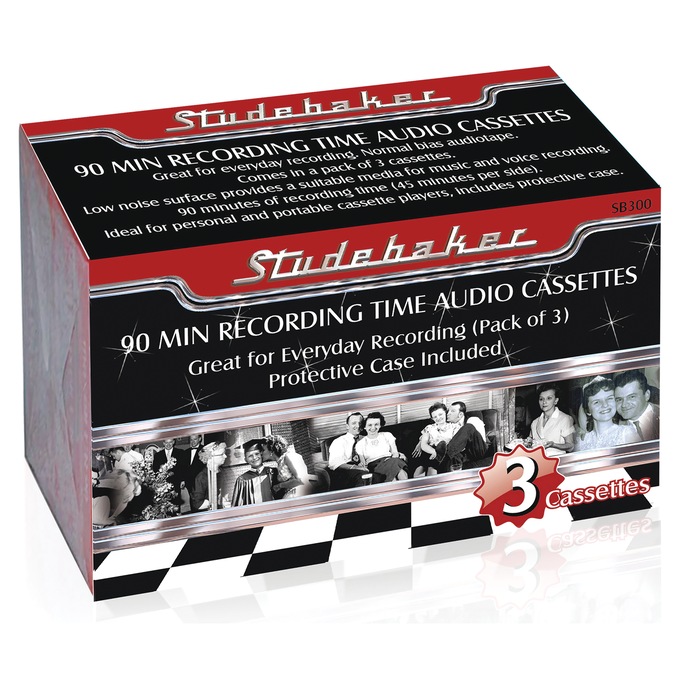Studebaker 3-Pack Audio Cassettes, Multi, large