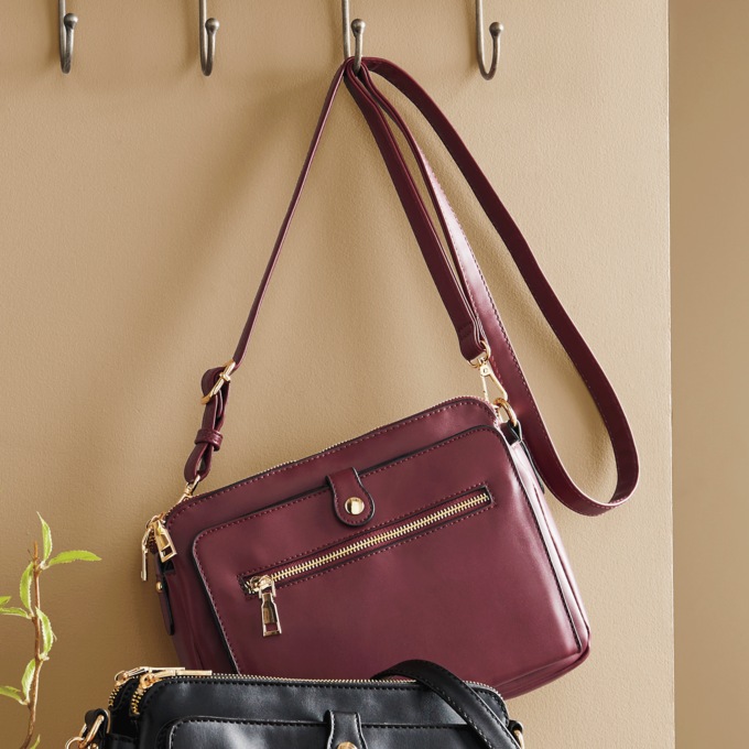 MC Triana II Faux Leather Crossbody, Burgundy, large