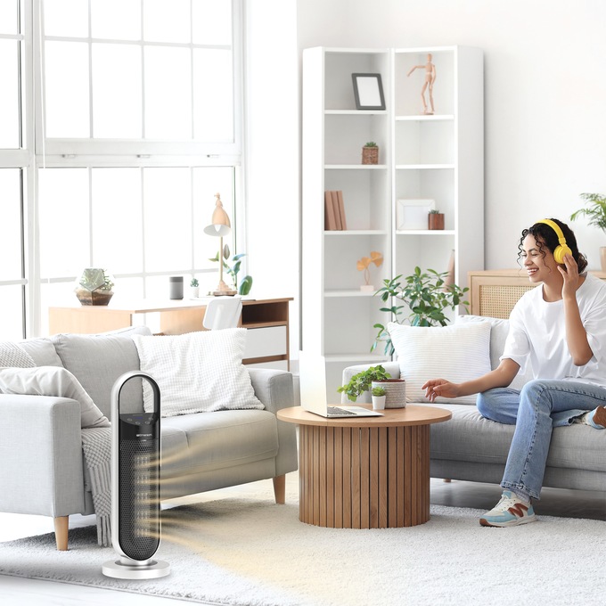 Emerson SmartVoice Tower Fan/Heater Combo, , large