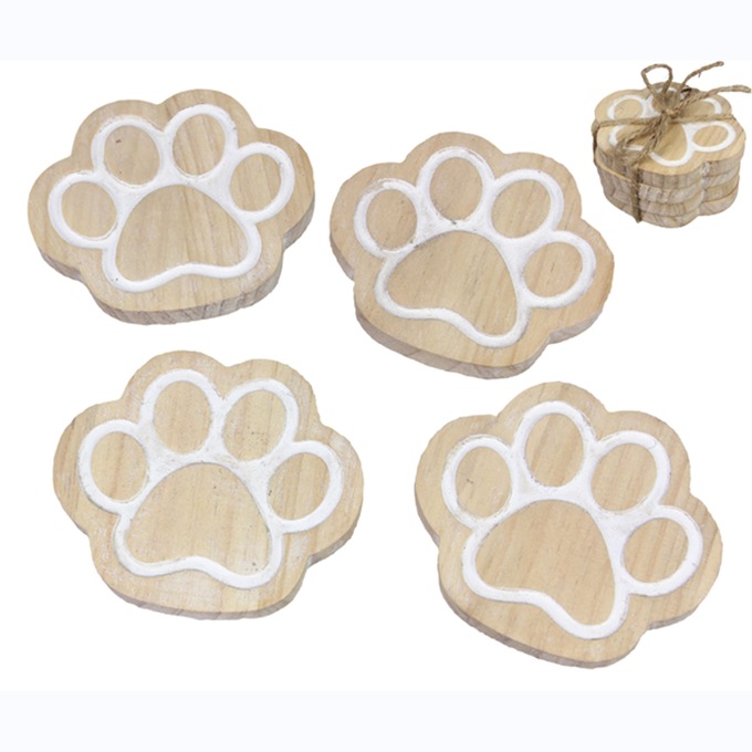 Set of 4 Pet-Themed Coasters, , large