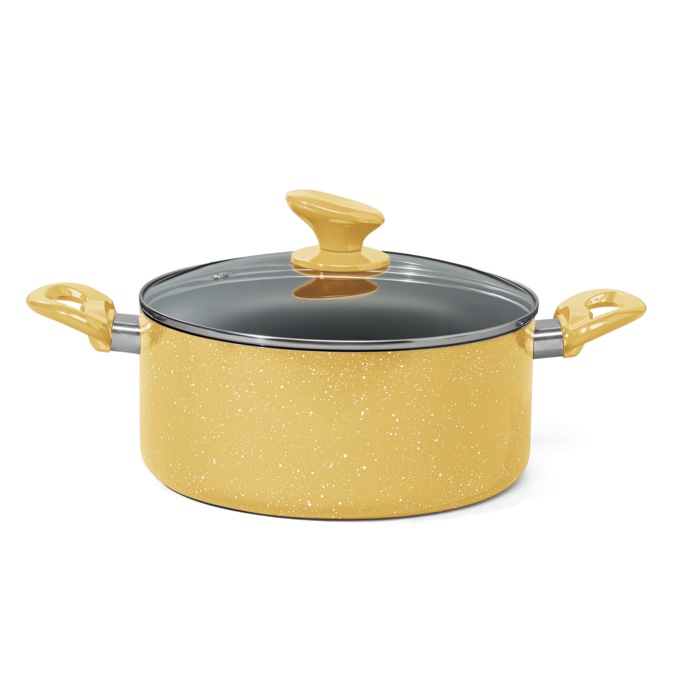 13-Piece Granite Aluminum Cookware Set, Yellow, large