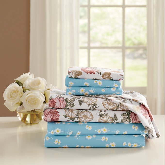 Blooms Microfiber Sheet Set, Daisy Floral, large
