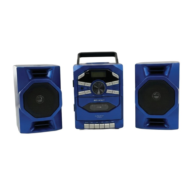 Emerson Portable CD/Cassette Stereo Boom Box, Blue, large
