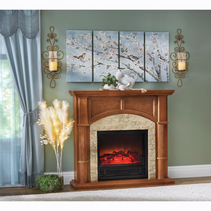 4-Piece Spring Floral Bird Wall Art, , large