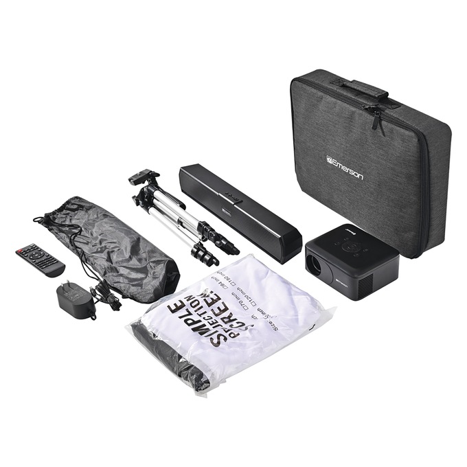 Emerson Portable Projector Bundle, Black, large