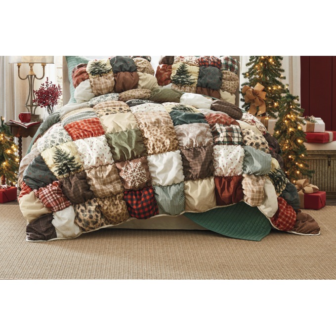 Christmas Rustic Puff Oversized Quilt, , large