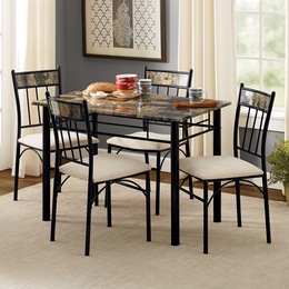 5-Piece Marble Dining Set, , large
