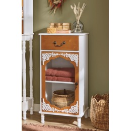 Savannah Glass-Front Towel Cabinet with Drawer, , large