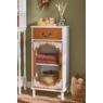 Savannah Glass-Front Towel Cabinet with Drawer, Weathered White, large