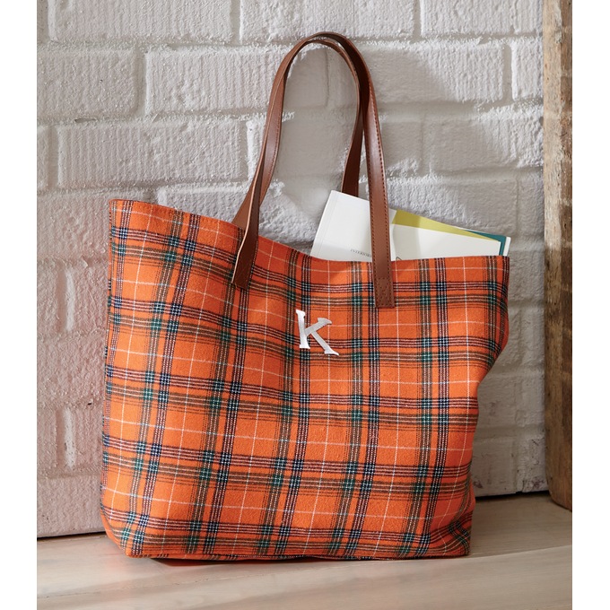 Personalized Harvest Plaid Tote, , large