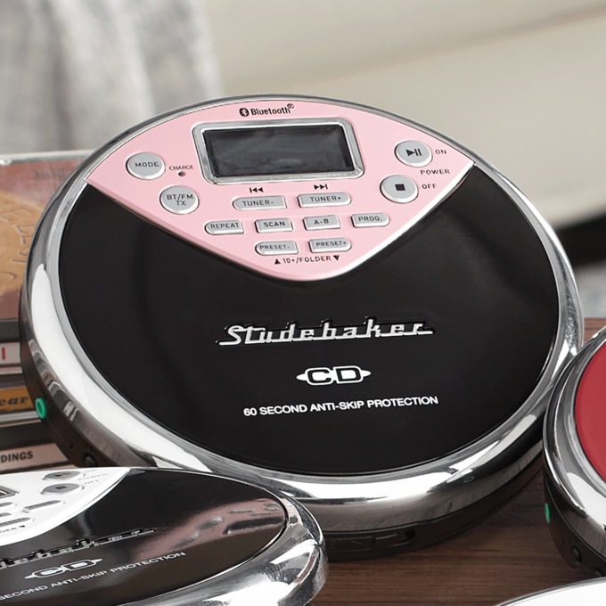 Studebaker Portable CD Player, Black Pink, large