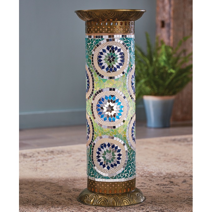 Mosaic Lit Pedestal Table, , large