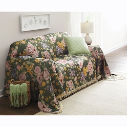 Floral Tapestry Furniture Throw, , large