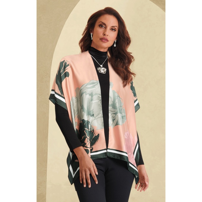 Floral Printed Cape, , large
