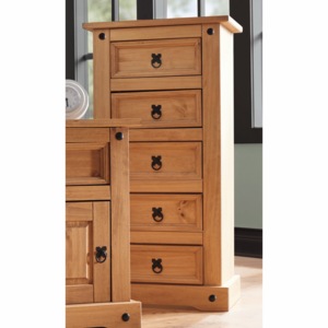 Arden 5-Drawer Narrow Pine Dresser, , large