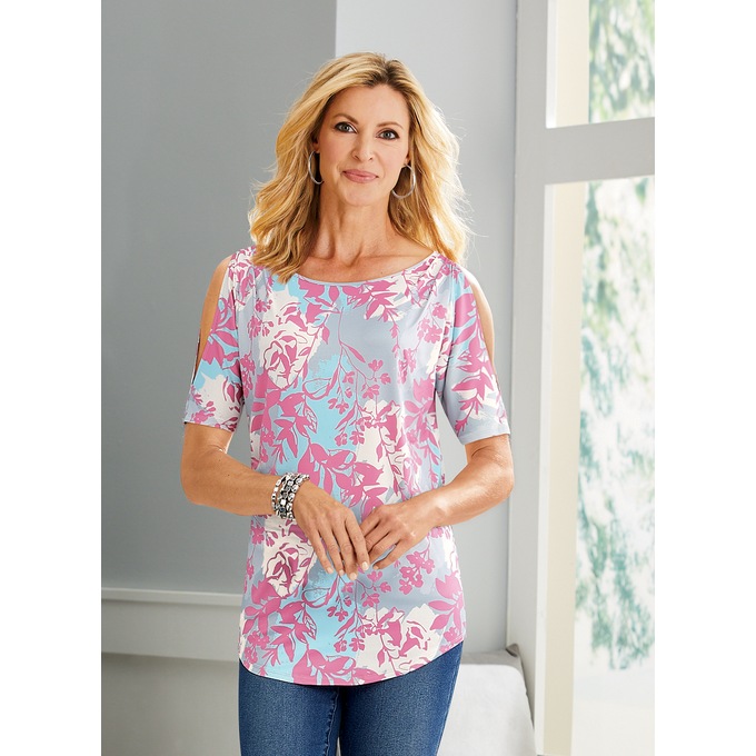 Chloe Cold Shoulder Top, , large