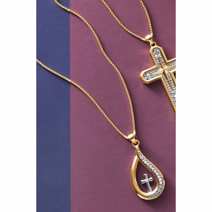 Diamond Teardrop/Cross Pendant, , large