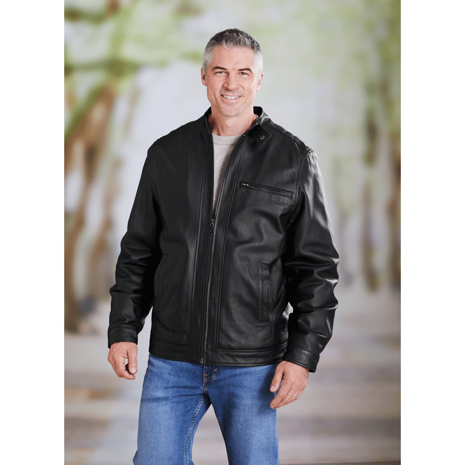 Sherpa-Lined Leather Coat | Montgomery Ward