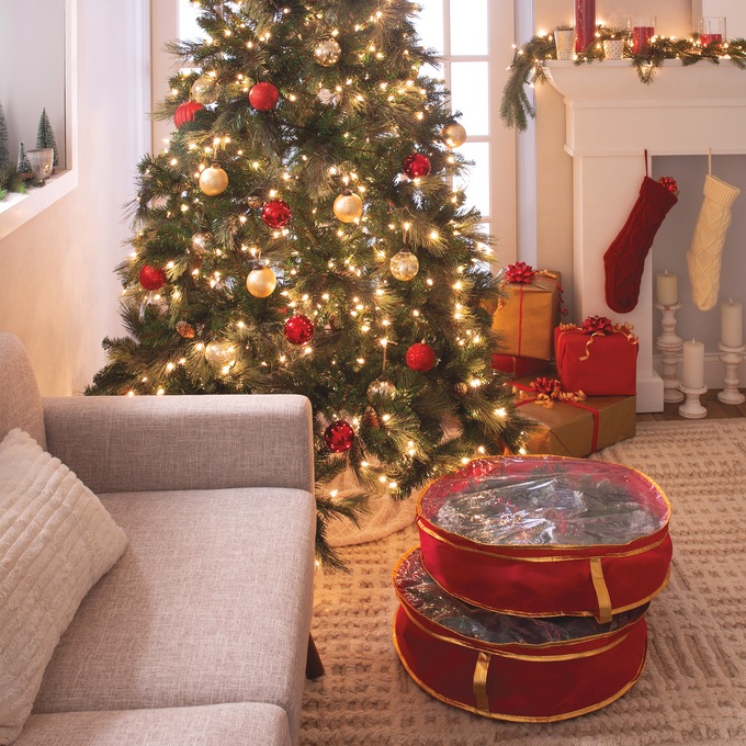 Simplify 2-Pack 24" Wreath Bag, Red, large