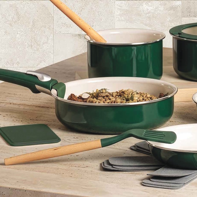 Gotham Steel 18-Piece Detachable Handle Cookware Set, Hunter, large