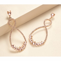 Rosetone Crystal Drop Earrings, , large