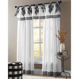 Gingham Trim Window Treatments, , large