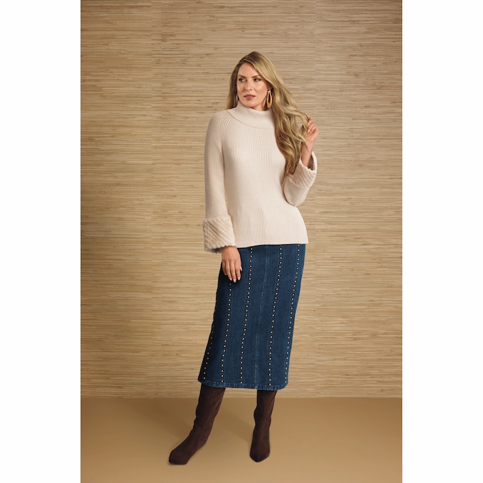 Meara Faux-Fur Turtleneck, , large