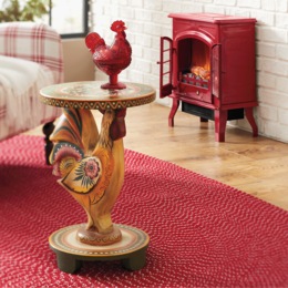 Folk-Art Style Rooster Accent Table, , large