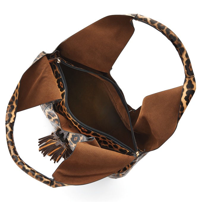 2-Piece Oversized Leopard-Print Hobo Handbag Set for Women, , large