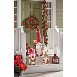 Lit Outdoor Poinsettia Wreath &amp; Garland, , large