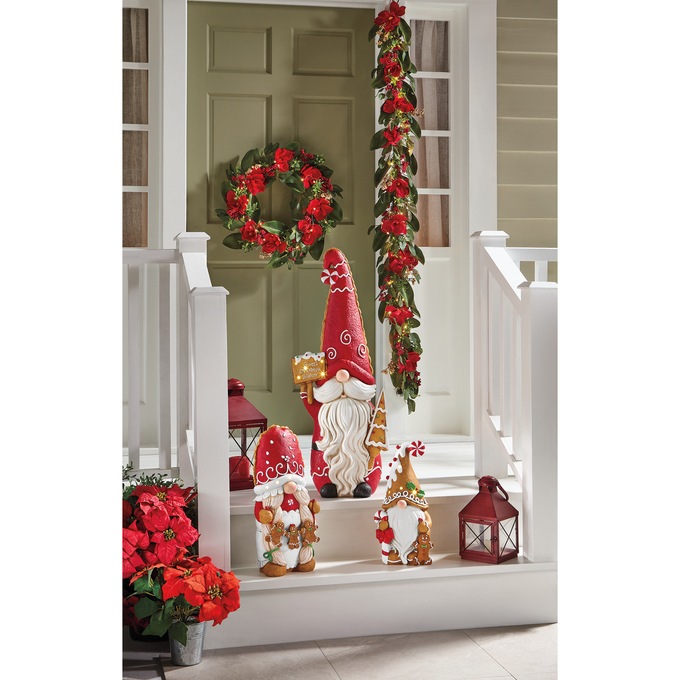 Set of 3 Large Lit Christmas Gnomes, , large