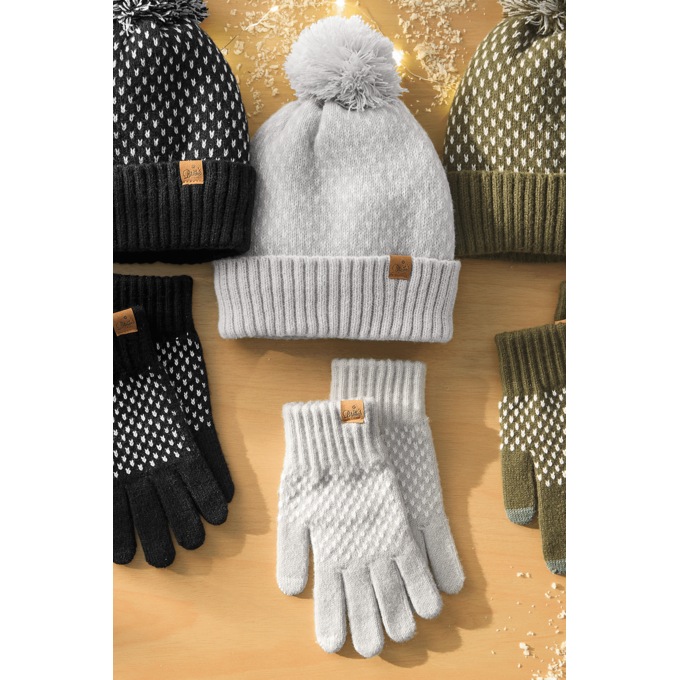 Dotted Hat and Glove Set, Gray, large