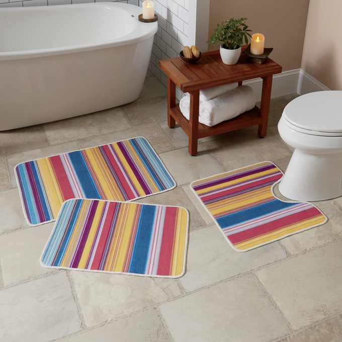 Color Connection Striped 3 Piece Bath Mat Set Montgomery Ward